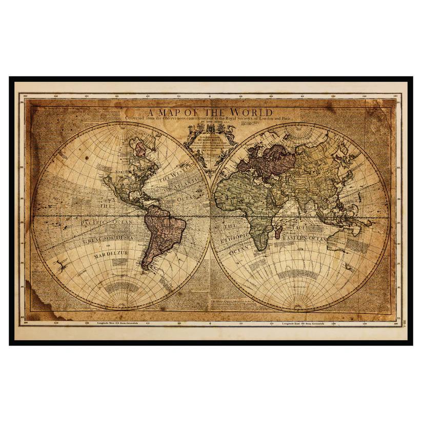 MOOD MATS: 18" ANTIQUE WORLD MAP 2024