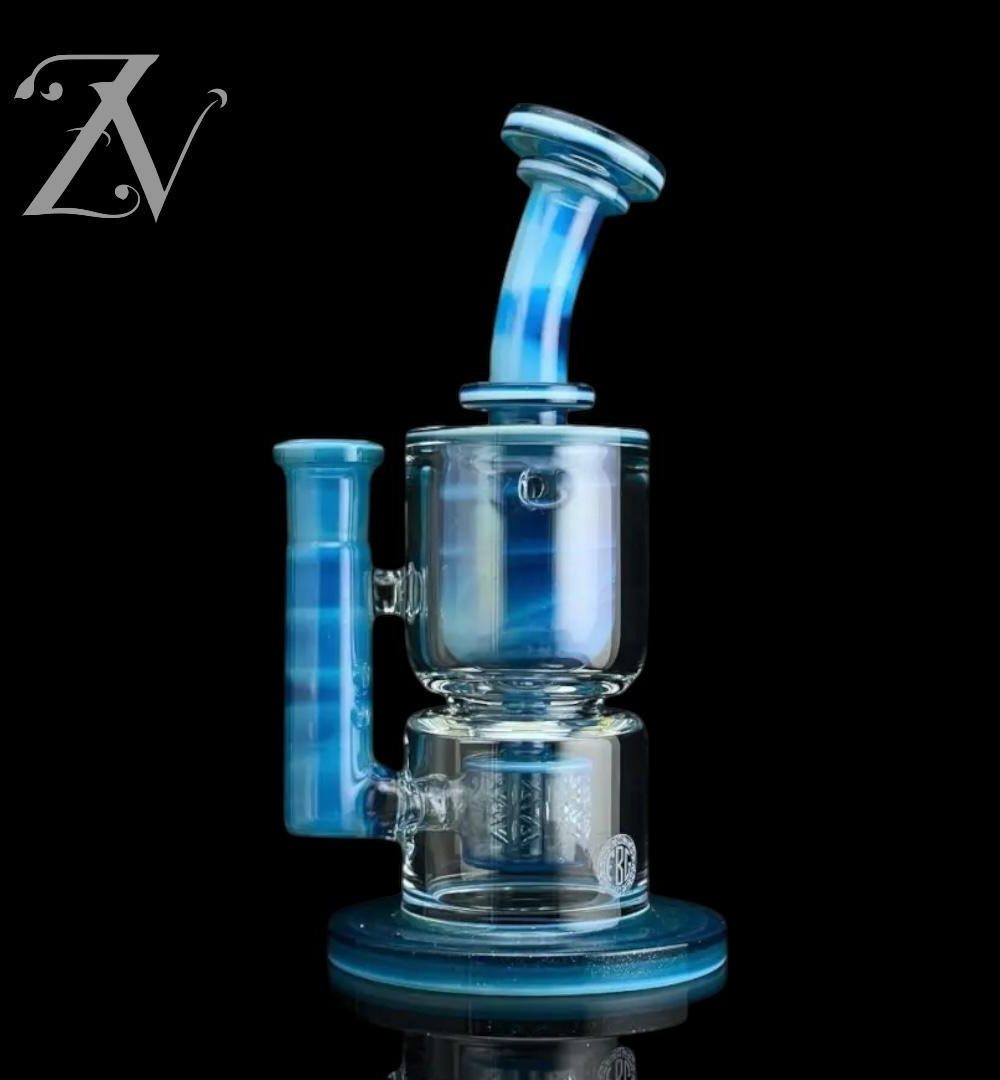 FATBOY GLASS: COLORED HOURGLASS TAURUS FULL SIZE BLUE STARDUST X GHOST
