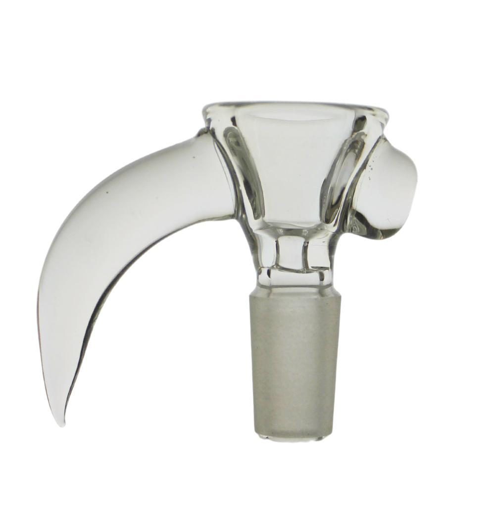 ROOTS GLASS: CLEAR HORN BOWL/FLOWER SLIDE W/ WART