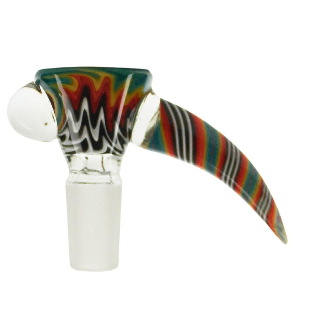 ROOTS GLASS: WIG WAG HORN BOWL/FLOWER SLIDE W/ WART
