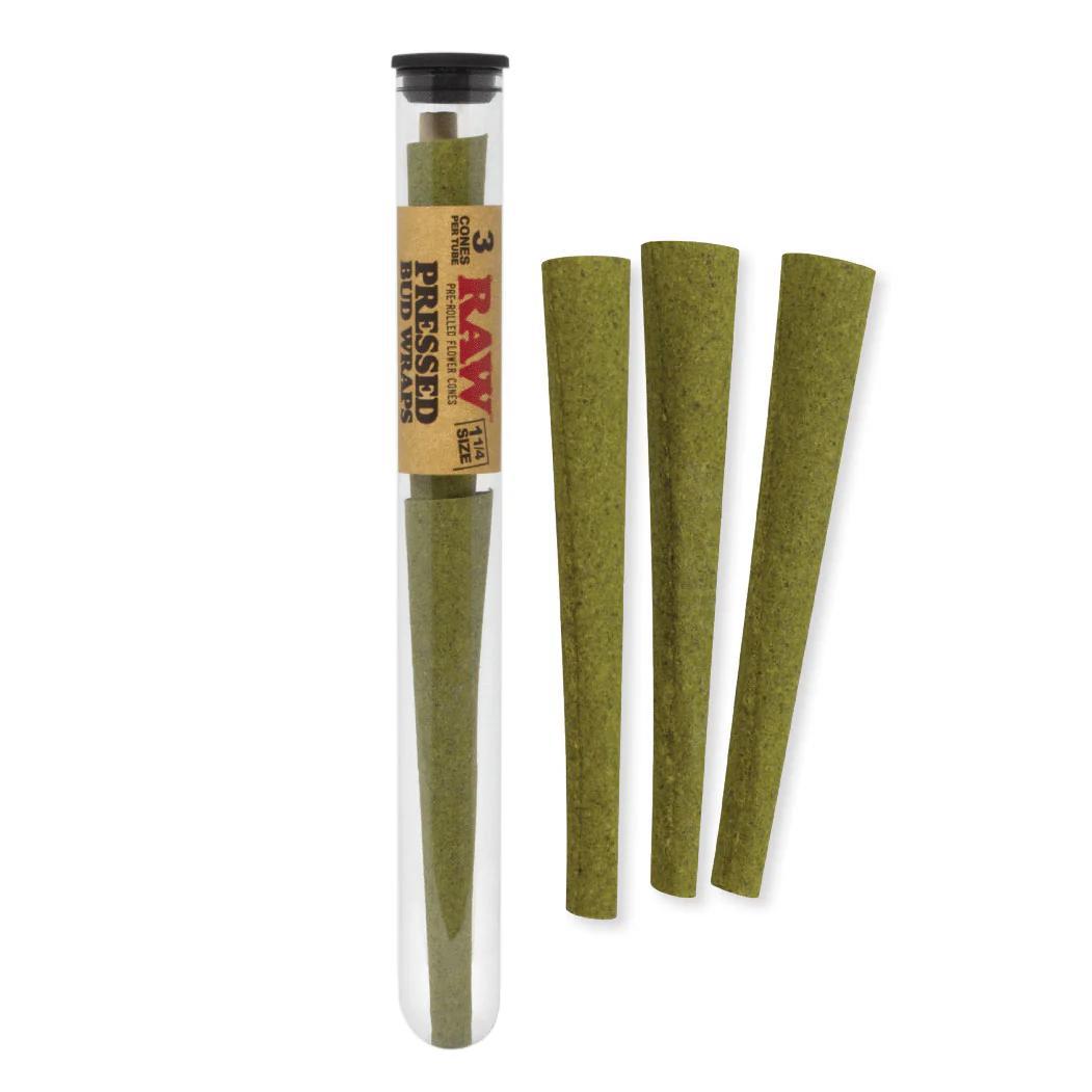 RAW: PRESSED BUD WRAPS 1 1/4 SIZE PRE-ROLLED FLOWER CONES