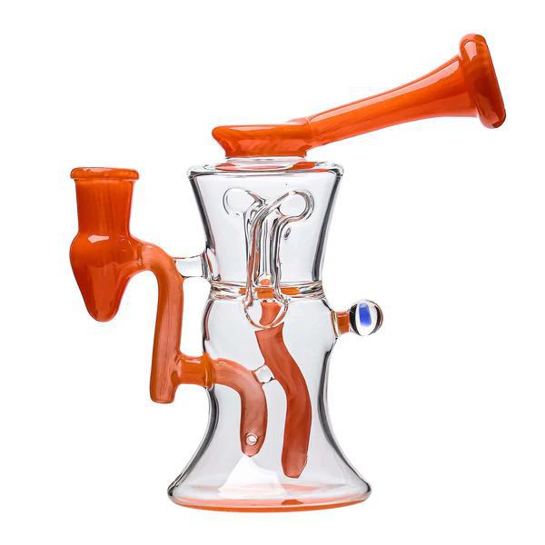 CALI BEAR GLASS: 8" COLOR ACCENTED GILCYCLER WITH ENCASED OPAL CALIFORNIA ORANGE