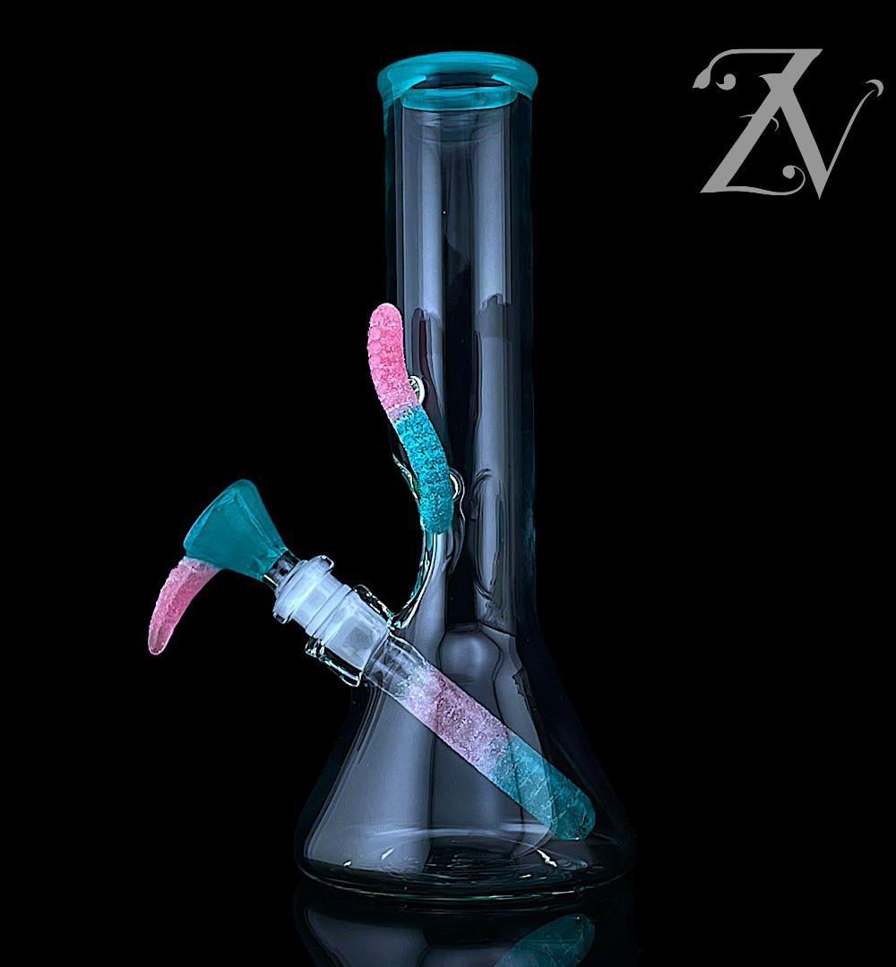 EMPERIAL GLASS: 11" CANDY TUBE REALLY TEALLY X PINK LOLLIPOP