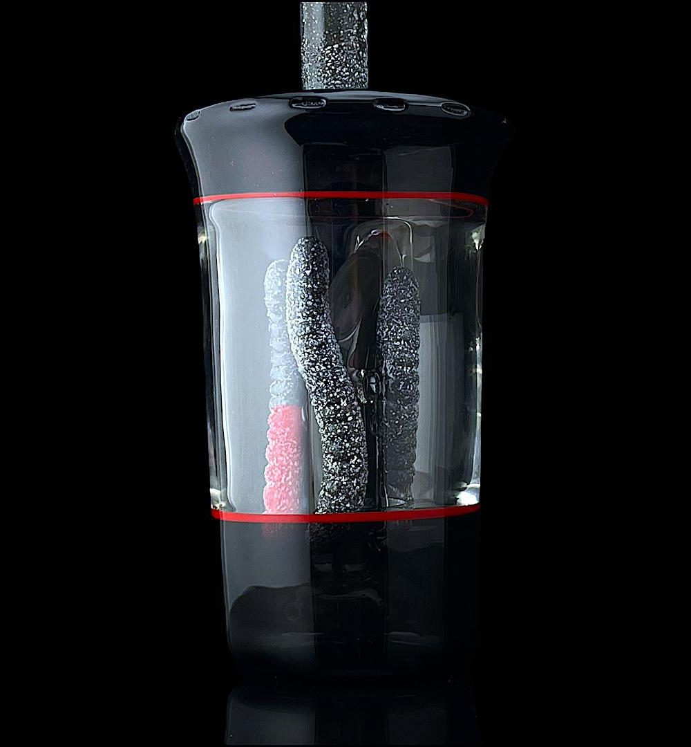Alternative view of EMPERIAL GLASS: SOUR WORM CUP RIG CAD RED X BLACK PORTLAND GREY