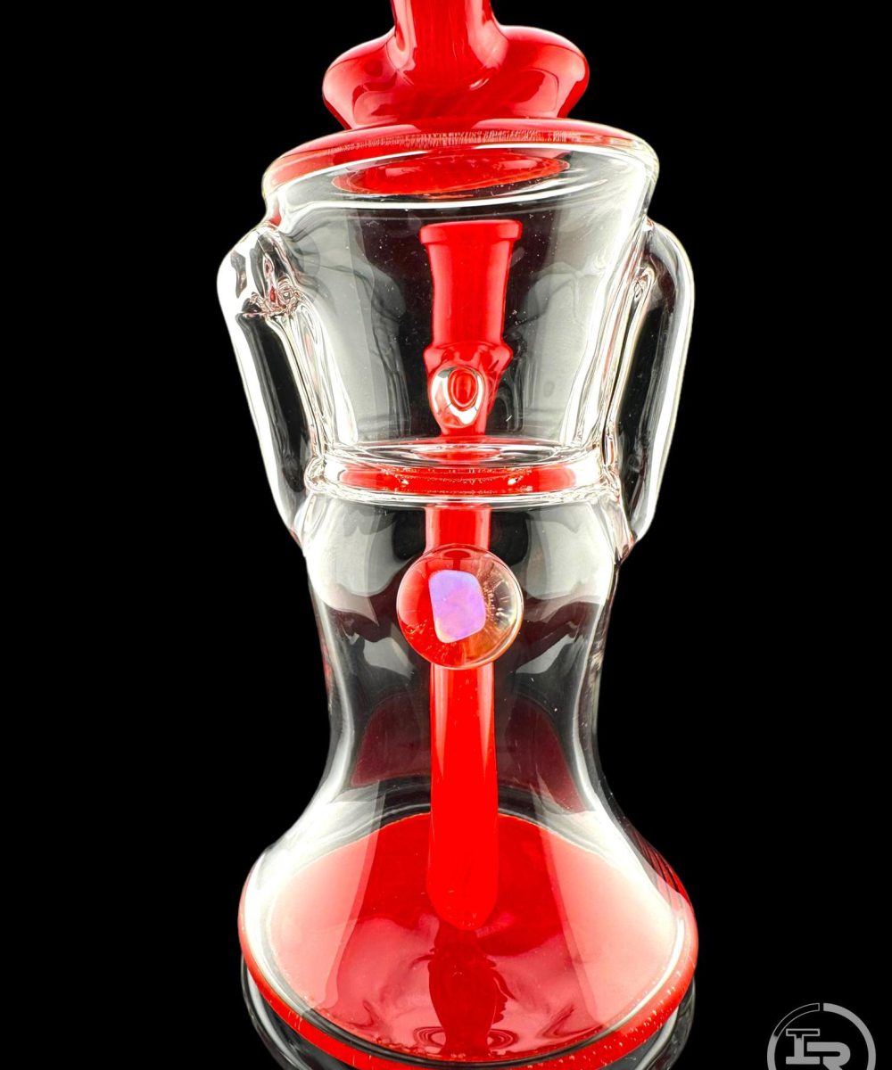 Alternative view of IRIDESCENT GLASS: 8" COLOR ACCENTED GILCYCLER WITH ENCASED OPAL RED CRAYON