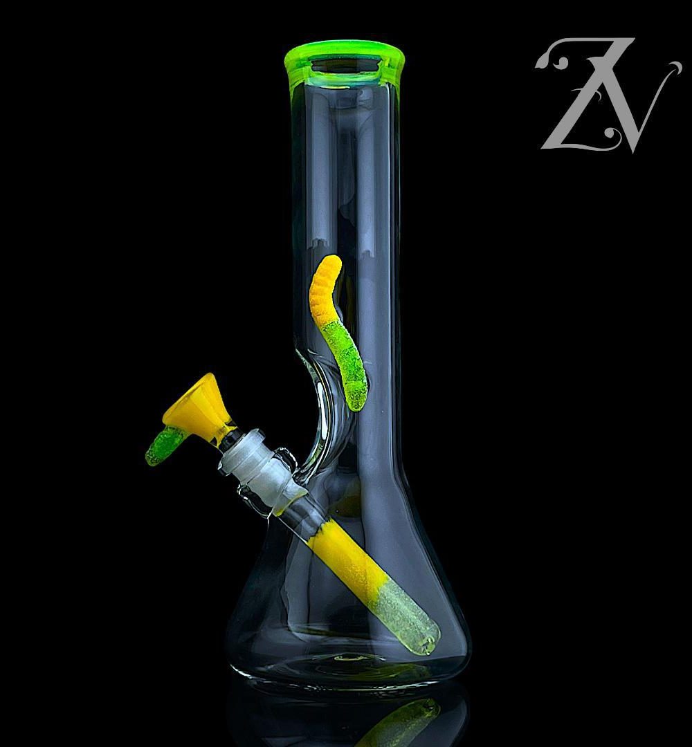 EMPERIAL GLASS: 11" CANDY TUBE YELLOW CRAYON X SLYME