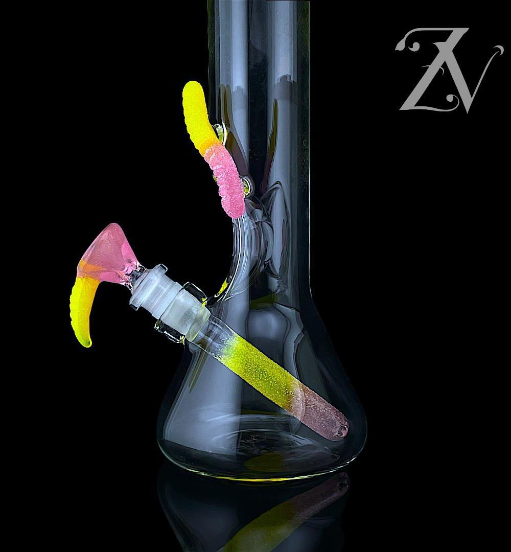Alternative view of EMPERIAL GLASS: 11" CANDY TUBE YELLOW OPAL X PINK LOLLIPOP