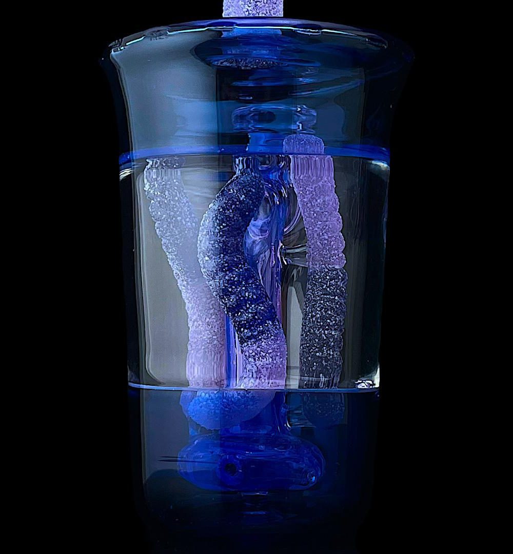 Alternative view of EMPERIAL GLASS: SOUR WORM CUP RIG PINK SLYME X COBALT