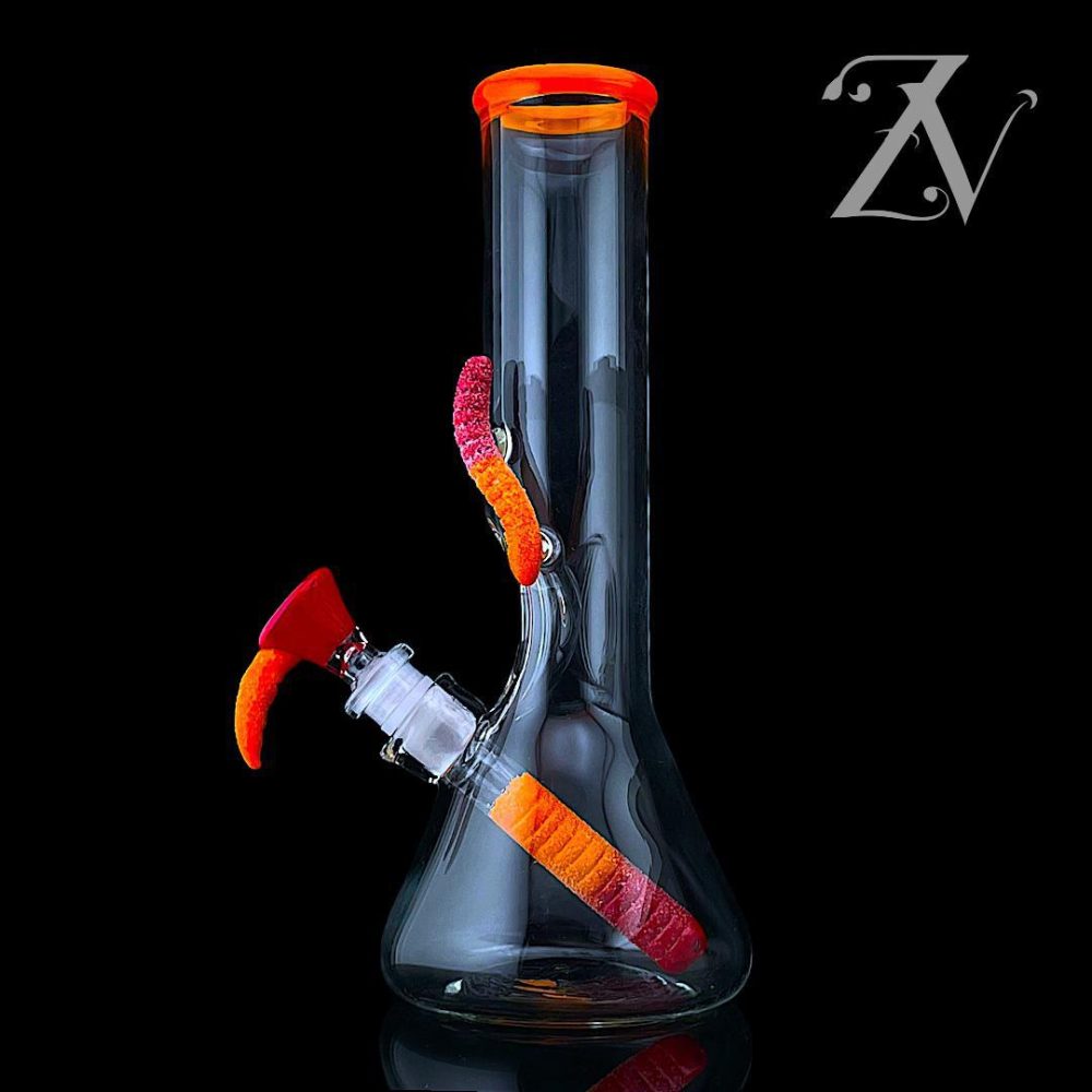EMPERIAL GLASS: 11" CANDY TUBE CALIFORNIA ORANGE X POPPY SEED