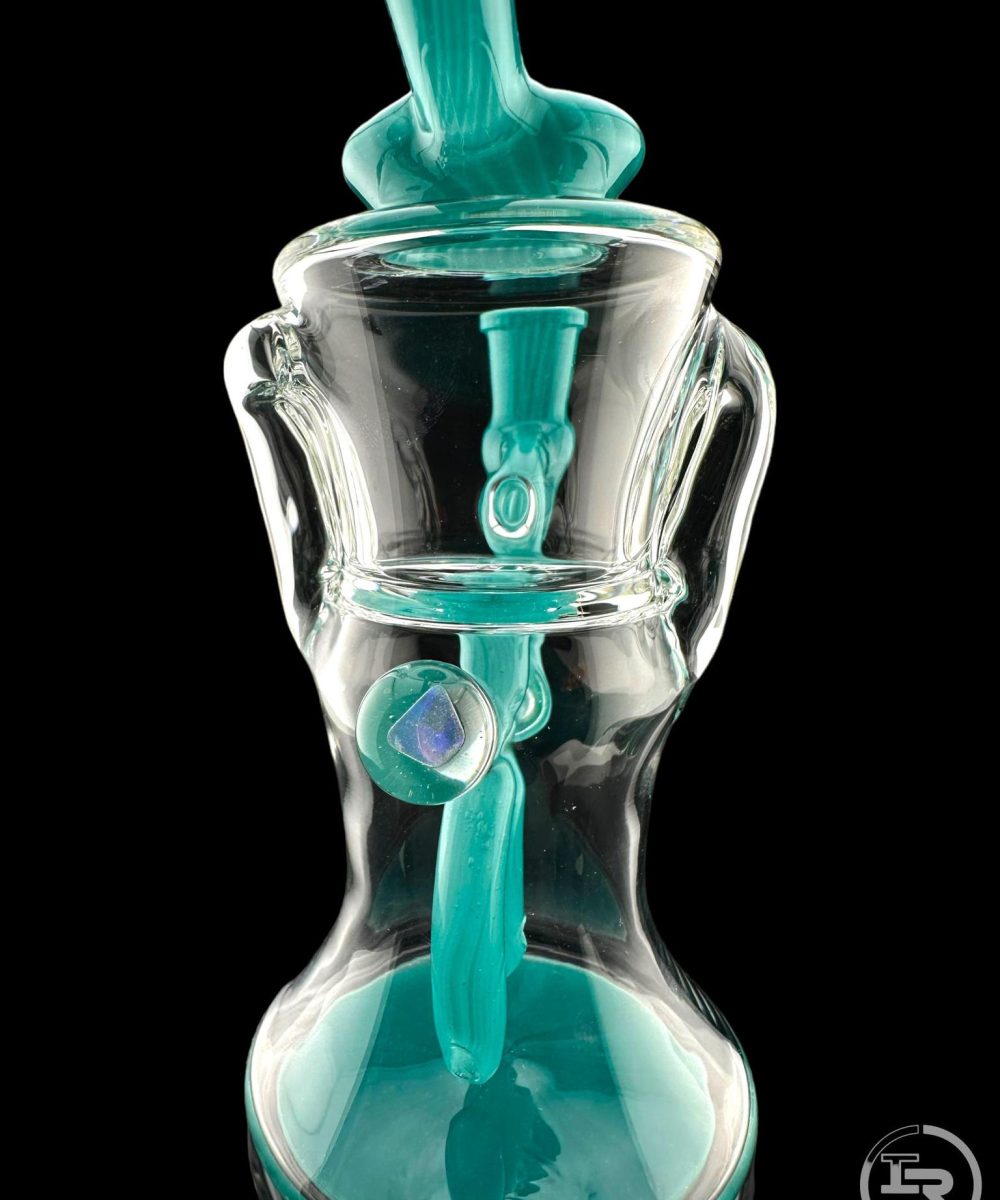 Alternative view of IRIDESCENT GLASS: 8" COLOR ACCENTED GILCYCLER WITH ENCASED OPAL REALLY TEALLY