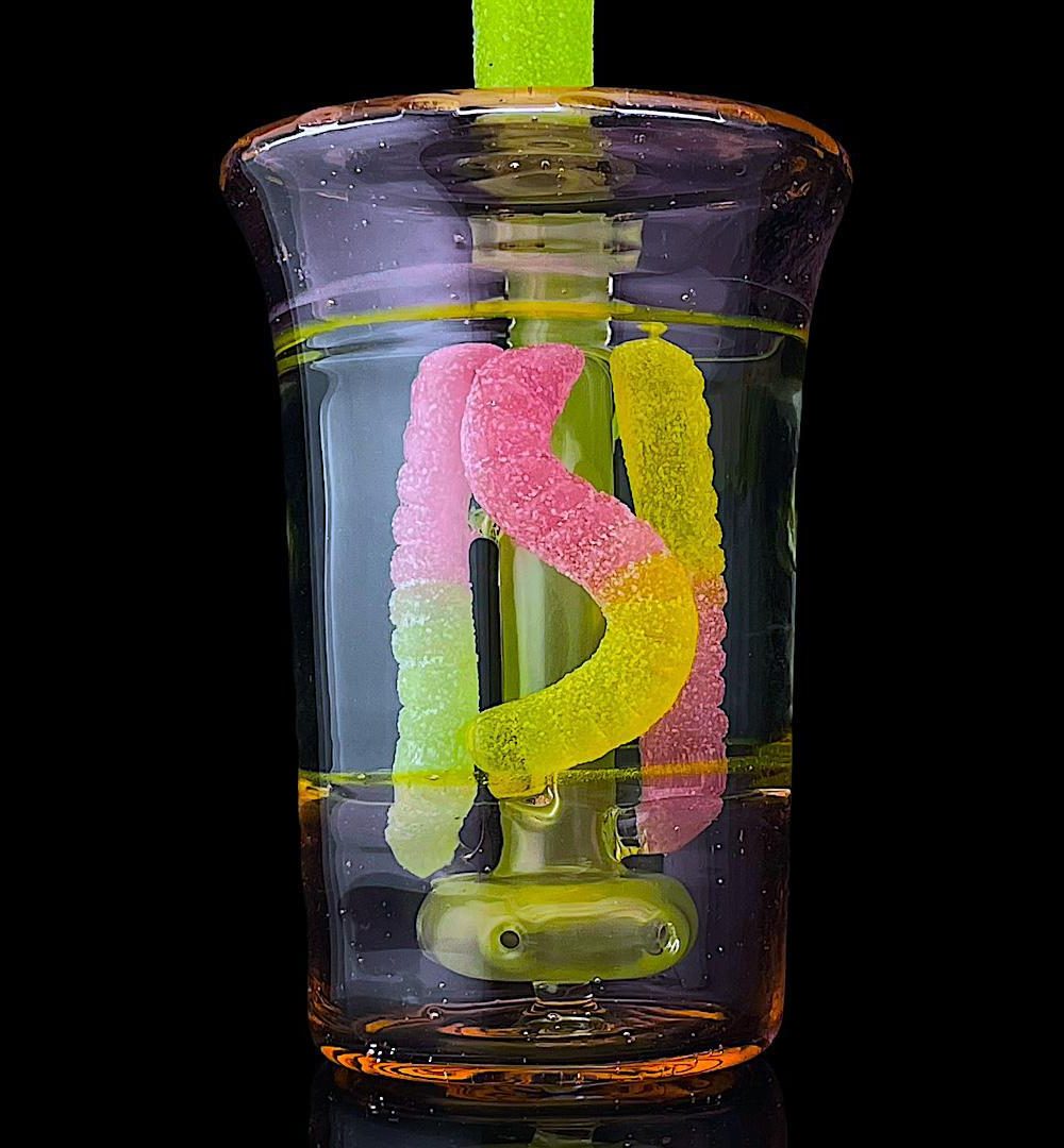Alternative view of EMPERIAL GLASS: SOUR WORM CUP RIG ANTIDOTE X LEMONDROP X HAND MIX PINK