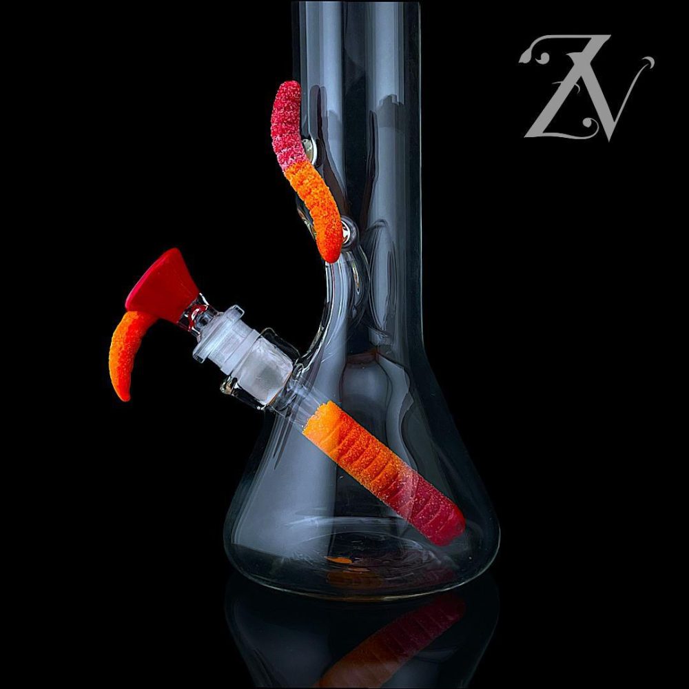 Alternative view of EMPERIAL GLASS: 11" CANDY TUBE CALIFORNIA ORANGE X POPPY SEED
