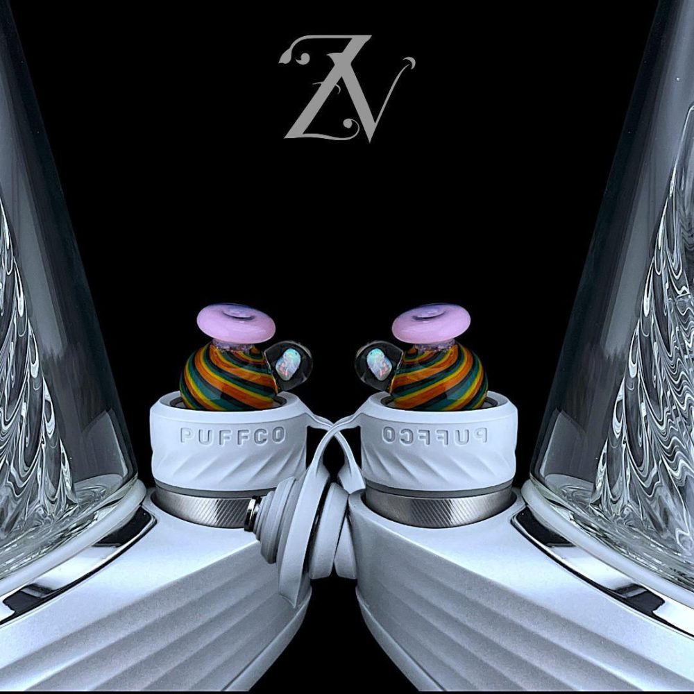 Alternative view of IRIDESCENT GLASS: ENCASED OPAL WIG WAG PUFFCO/CARTA BUBBLE CAP