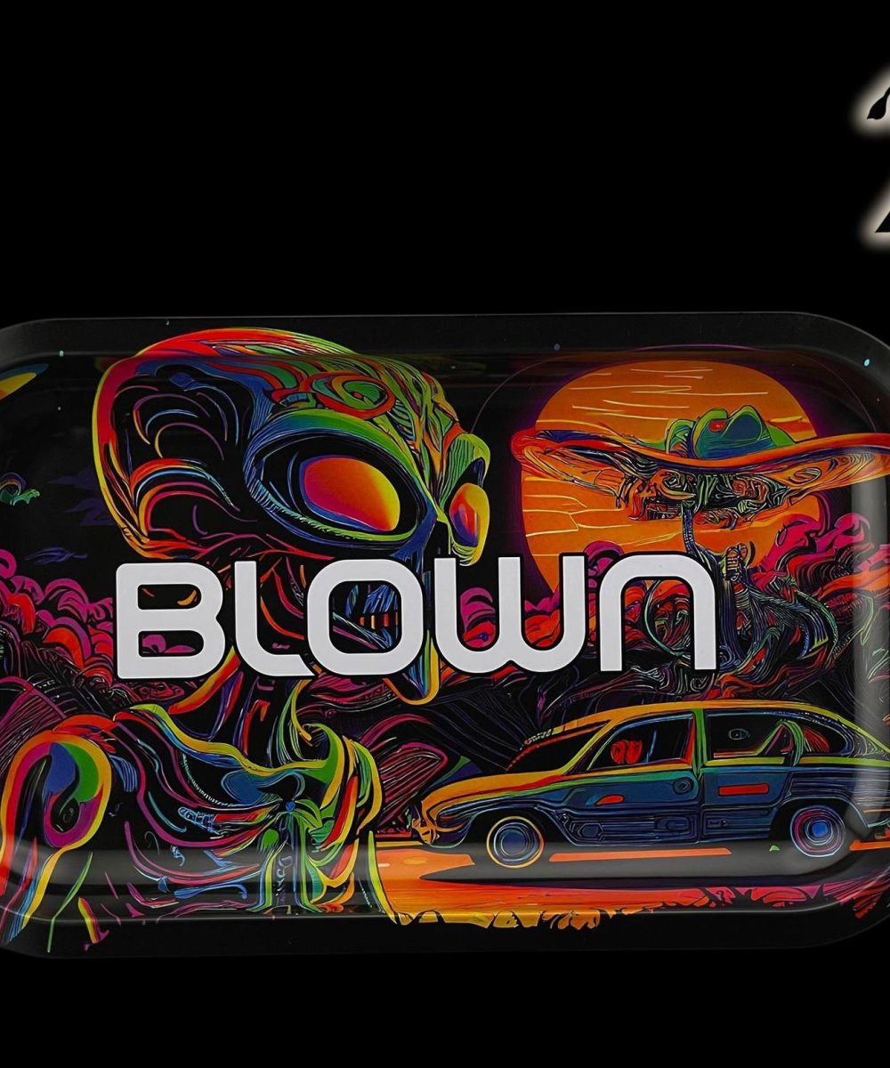 BLOWN GLASS: STEEL ROLLING TRAY