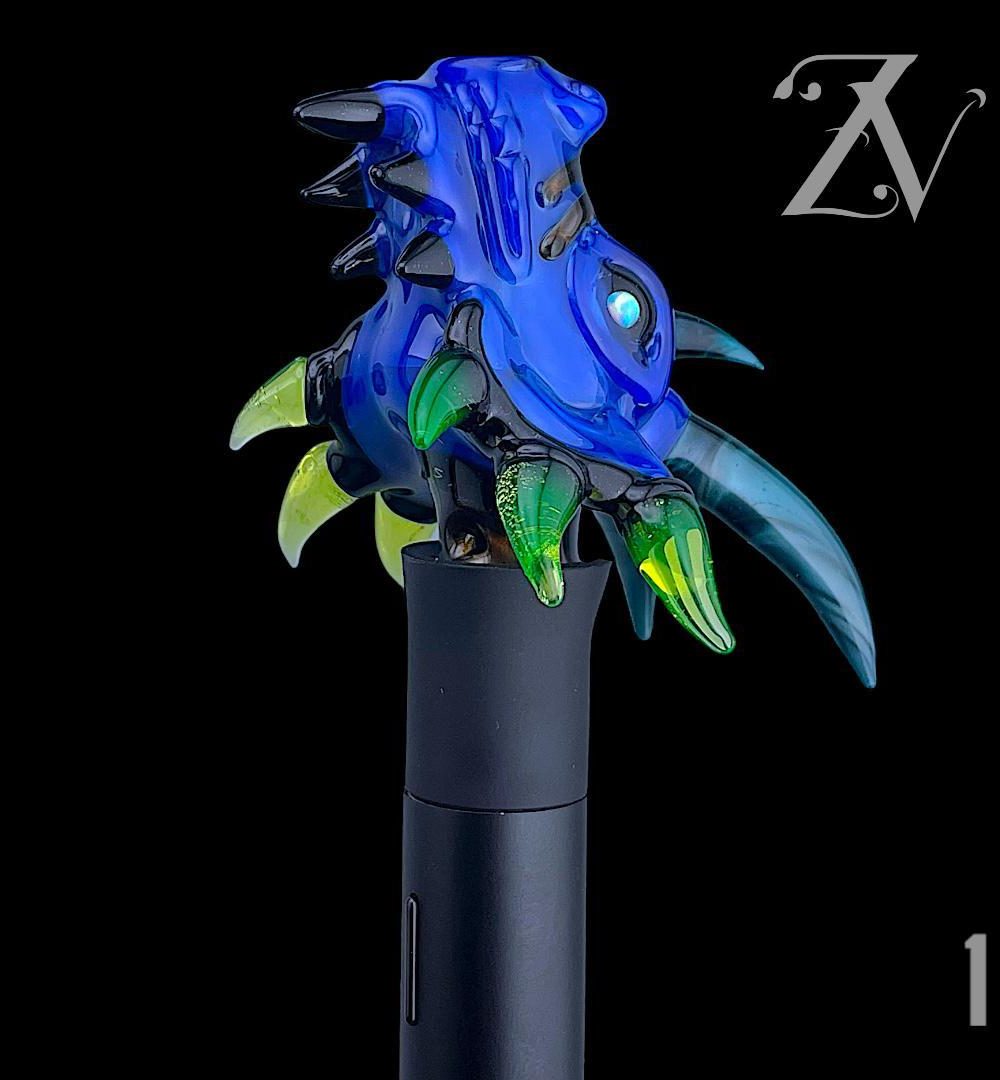 Alternative view of MAKO GLASS: ENCASED OPAL DRAGON HEAD PIVOT MOUTHPIECE