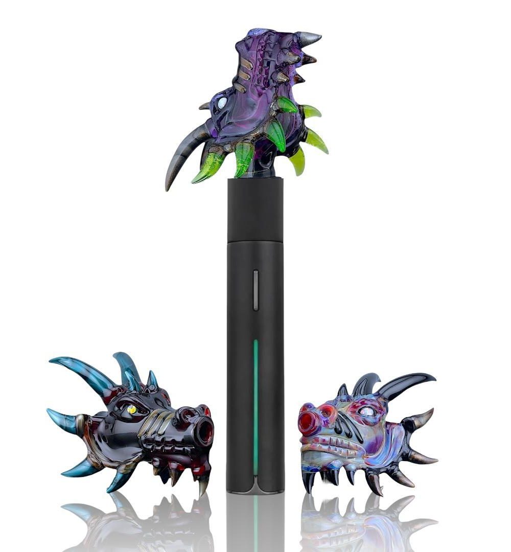 MAKO GLASS: ENCASED OPAL DRAGON HEAD PIVOT MOUTHPIECE