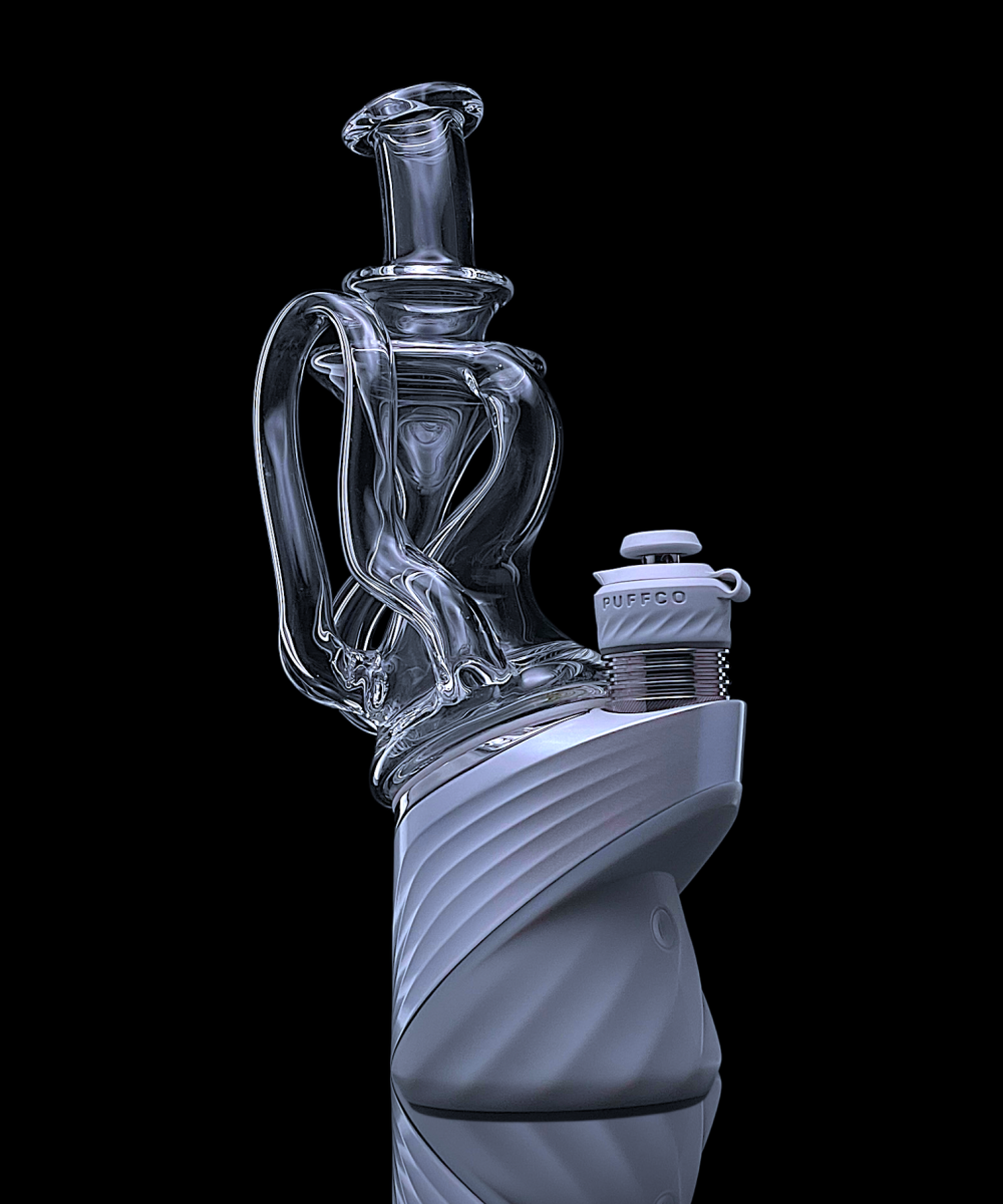 DESI B GLASS: CLEAR FLOWTOWER RECYCLER PUFFCO PEAK ATTACHMENT