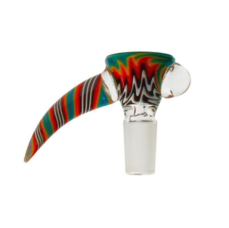 ROOTS GLASS: 14MM WIG WAG HORN BOWL W/ WART